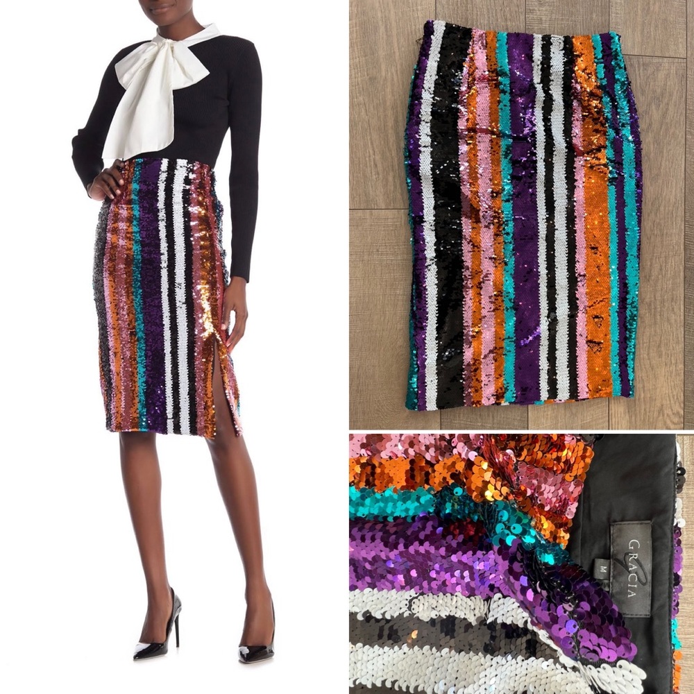 Gracia Sequin Skirt Med NWOT